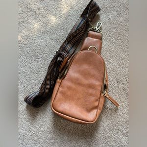 Anthropologie Liberty Sling Bag, Brown Motif; Gently Used